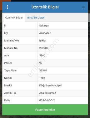 Adapazarı Işıklar'da ACİL SATILIK TARLA