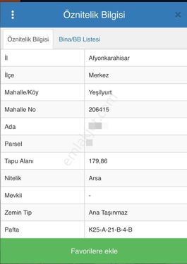  AFYON ÜÇOK EMLAKTAN YEŞİLYURT MAH DA SATILIK ARSA