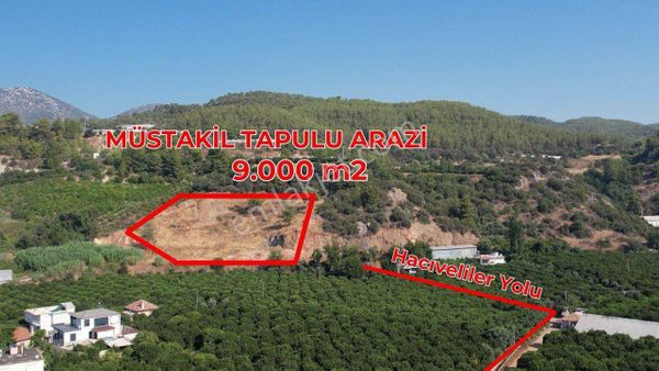 Kumluca'da 9.000 M2 Müsatakil Tapulu Arazi Satılıktır