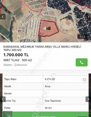 Yatırımlık villa imarlı 300 m² arsa Kabasakal