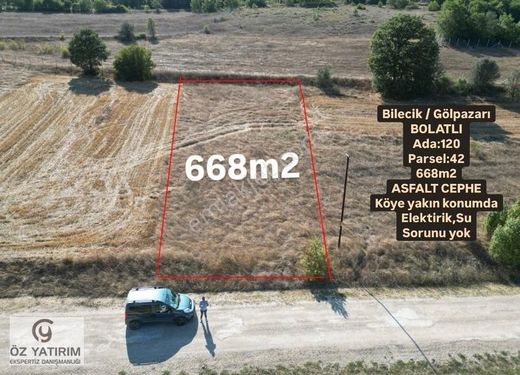 BİLECİK GÖLPAZARI BOLATLI DA ASFALT CEPHE 668M2 SATILIK TARLA