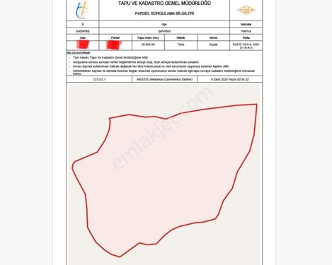 ŞAHİNBEY NARLICA DA 30 DÖNÜM- TEK TAPU YATIRIMLIK TARLA