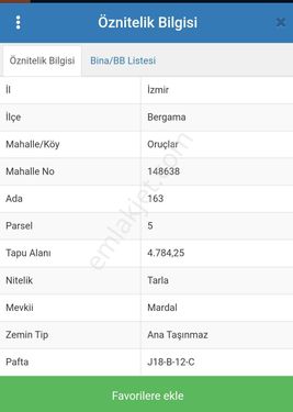 SATILIK Oruçlar mahallesi 4784 M2 tarla