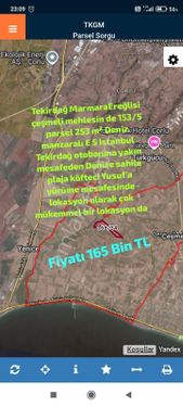 Tekirdağ MarmaraEreğlisi çeşmeli mehlesin de 166/34parsel 298 m² Deniz manzaralı E 5 Istanbul Tekird