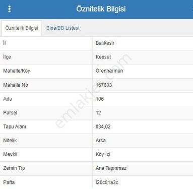  ARTER EMLAK'TAN KEPSUT ÖRENHARMAN’DA 834,02 M² İMARLI SATILIK ARSA