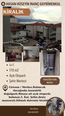  Hasan Hüseyin İnanç gayrimenkul'den Hacisyan mah. 4+1 kiralık daire