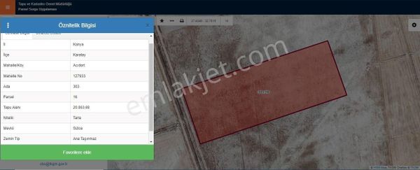 Konya Karatay Satılık Tarla Acıdort Sütce 20.863.69.m2