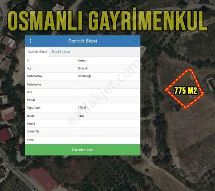  ERDEMLİ KÖSBUCAĞINDA 775 M2 SATILIK TARLA