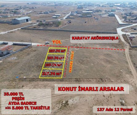  KARATAY DA TAKSİTLİ KONUT İMARLI ARSALAR (TOP:950m²)    