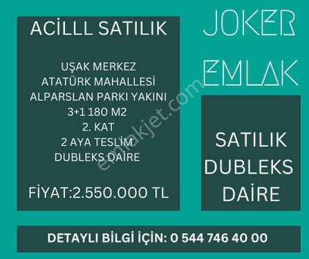  ACİLL UŞAK MERKEZDE SATILIK 3+1 DUBLEKS DAİRE