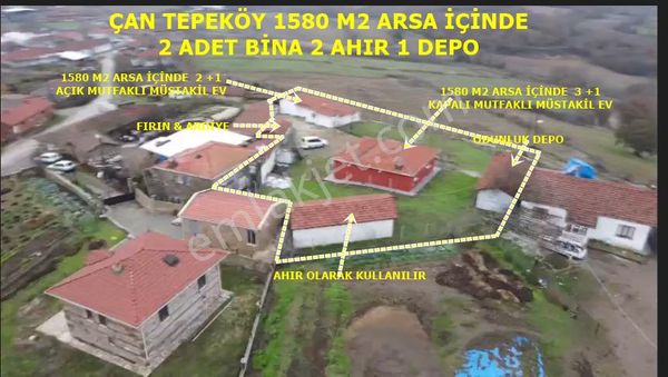 Çanakkale Çan Tepeköyde 1580 M2 Arsa İçinde 2 Adet Müstakil Ev 3 Adet Ahır Samanlık Satılıktır