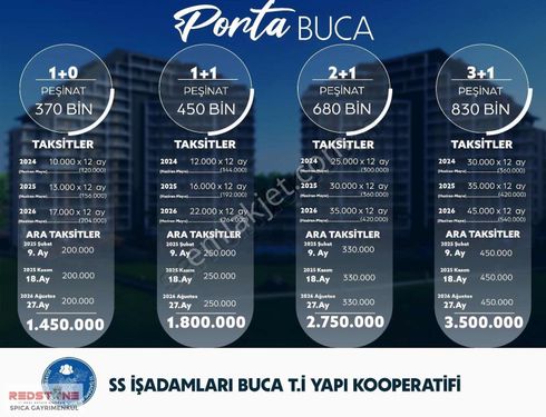 Porta Buca 450.000 Tl Peşinatla Havuzlu 1+1 Satılık Daire