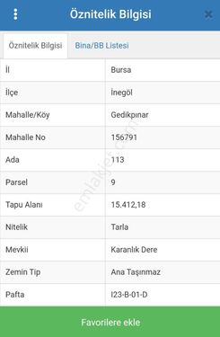 Tek İşim Gayrimenkul'den İnegöl'de Satılık Tarla