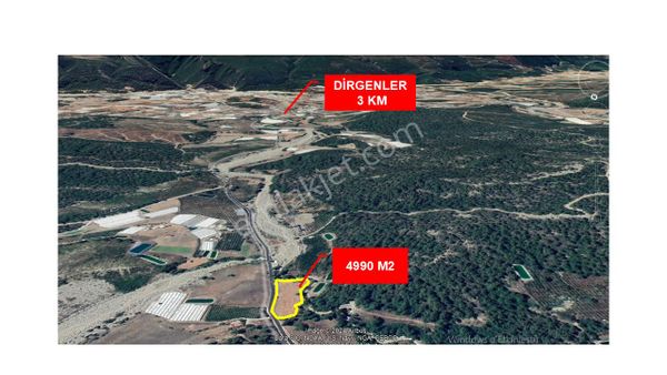 Antalya Kaş Ortabağ'da 4990 M2 Satılık Tarla