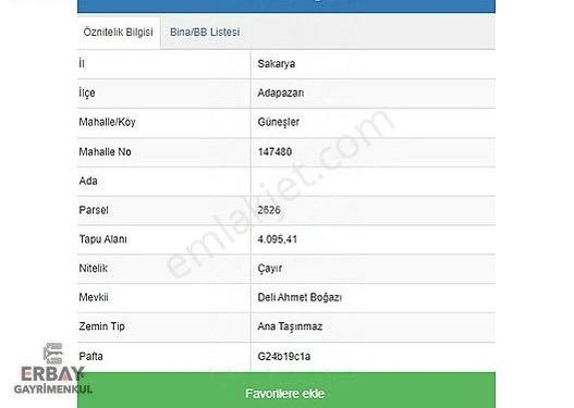 Erbays Gayrimenku'den Adapazarın'da Satılık Tarla