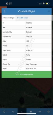 İstanbul Çatalca Belgratta Satılık Hisseli Tarla 1200 M2