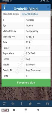 İncesu Bahçesarayda Şahane Erciyes Manzaralı Bağ