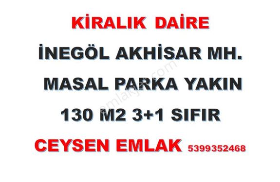 İnegöl Akhisar Mahallesinde Kiralık Daire 3+1 Sıfır