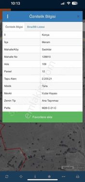 Meram Sadıklar Mah. Müstakil 2209 M2 Yola Yakın Tarla