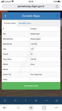 Döşemealtı Bademağacı'nda 235+232 M2 Tapulu 2 Parsel Arsa