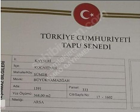 Kayseri Kocasinan Sümer Satılık Konut Arsası Parsel Mustakil Ev