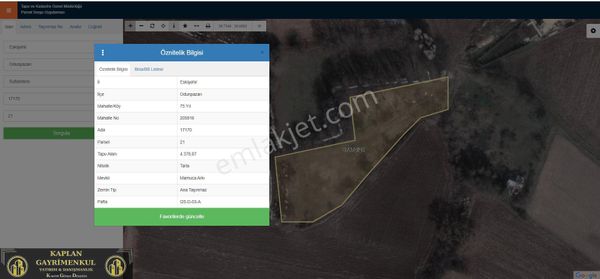Kaplan Gayrimenkul’den Odunpazarı 75.yıl Mahallesinde 4378 M² Satılık Tarla