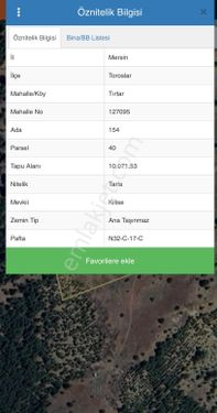 İnfo Gayrimenkul Mersin Tırtar Mah 10,071 M2 Satılık Tarla