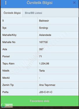 Balıkesir Sındırgı Aslandede Mevkiinde 1.235 M2 Tarla