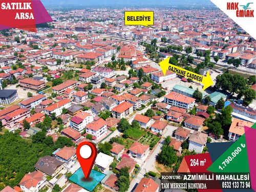 Hak Emlak'tan Azmimilli Mah. Merkezi Konumda Satılık 264m² Arsa