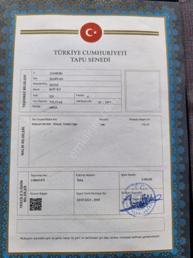 Çankırı ‌eldivan Seydiköy Arsa 722 Metrekaredir