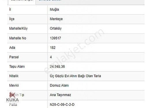 Muğla Menteşe Ortaköy De Satılık Bahçe