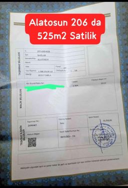 Acil Satılık Oğlakli Alatosun 206 525m2