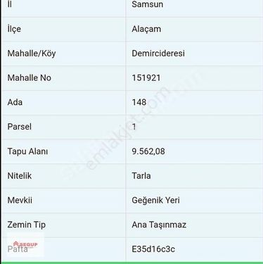 Alaçam Demircideresi 5 E Bölünen Köy İçi İmarlı 9.563 M2 Tektapu