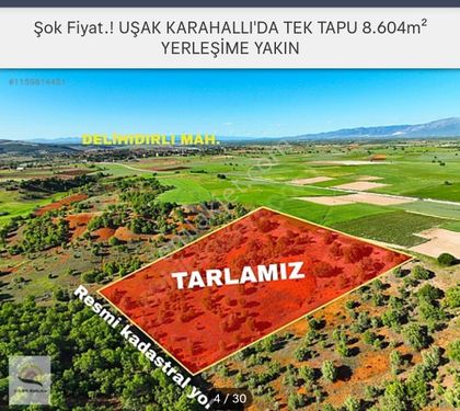 Uşak Karahallı Deli Hıdırlı Mahallesi'nde Tek Tapu 8604 Metre Yerleşime Yakın Resmi Yolu Var