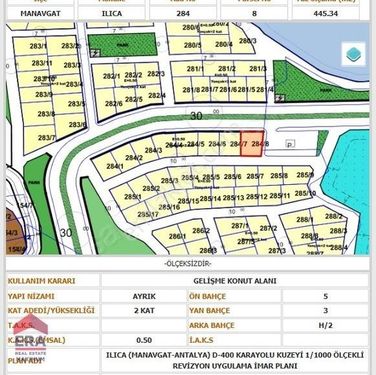 Antalya Manavgat Ilıca'da 445 M² Satılık Arsa