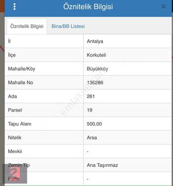 Korkuteli Büyükköy Mah. İmar Parselli 500 M2 Satılık Arsa