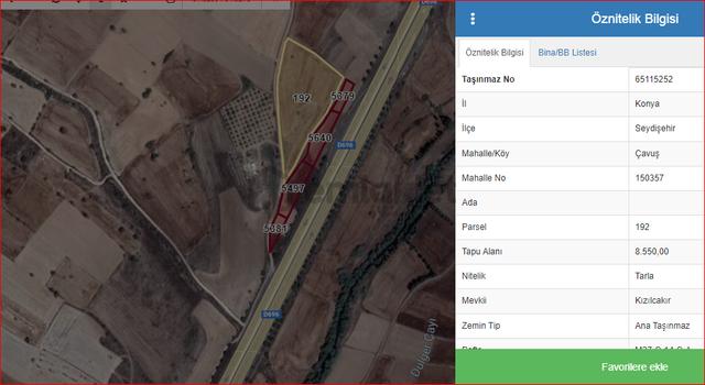Özpınar,dan Çavuş Köyü Satılık Tarla 8.550 M2 Petrol Yeri Konya Antalya Üzeri Yol 30 Metre 2