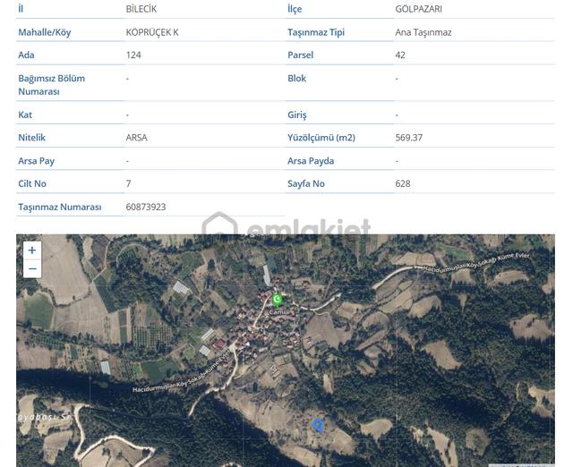 Sahibinden Bilecik Gölpazarı Köprüçek Köyünde 569 Metre Arsa. 2