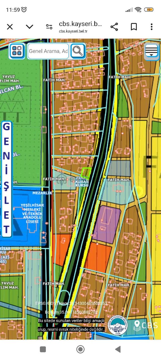 Kaçmaz Emlaktan Yeşilhisarda Satılık Konut Arsası Yol Kenari 5