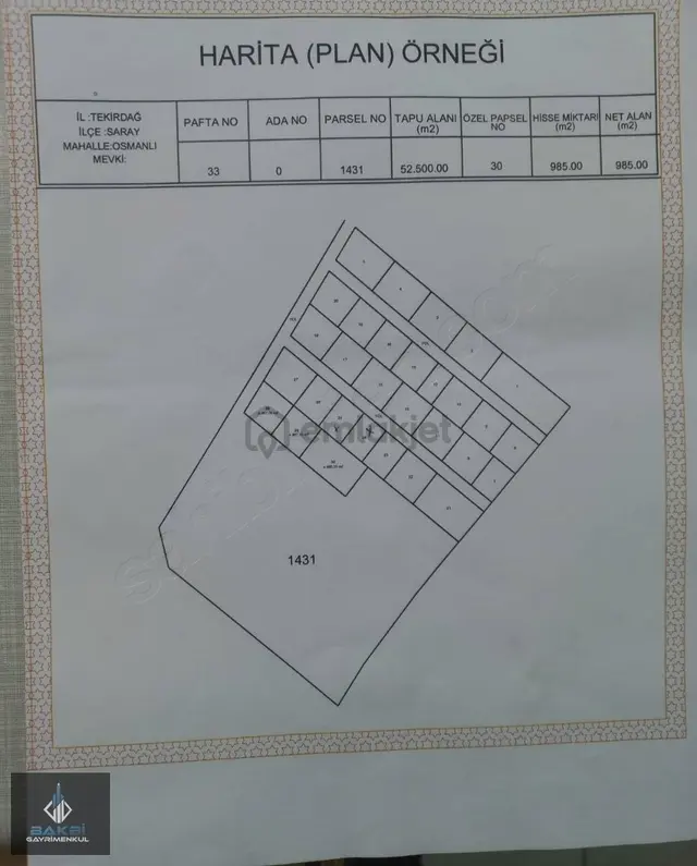 Tekirdağ Saray Osmanlı Cadde Cephe Tarladan Acil Satılık Arsa 2