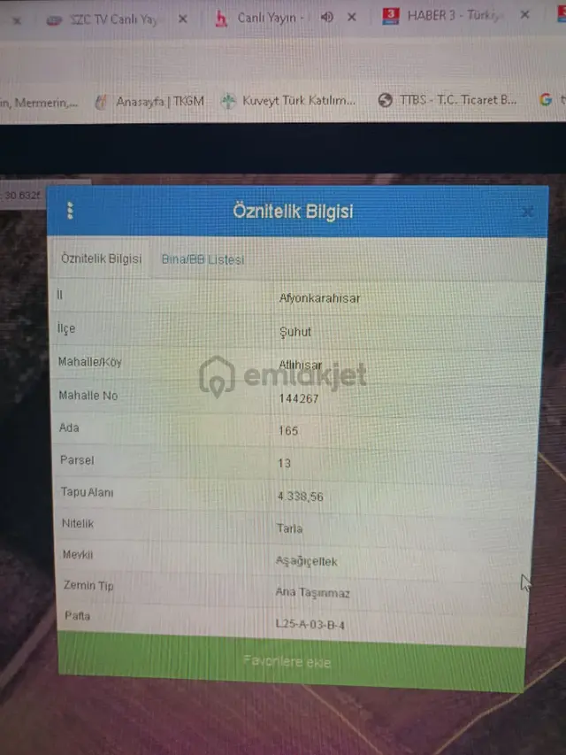 Şuhut Atlıhisar 4 Adet Satılık Güzel Konumda Tarla 2
