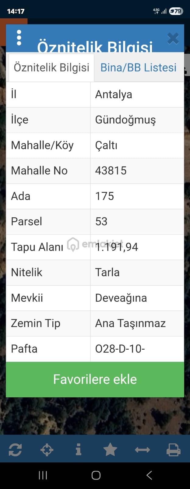 Gündoğmuş' Da Yatırımlık Arazi 1.191 M2 Acil Satılık Arazi 1