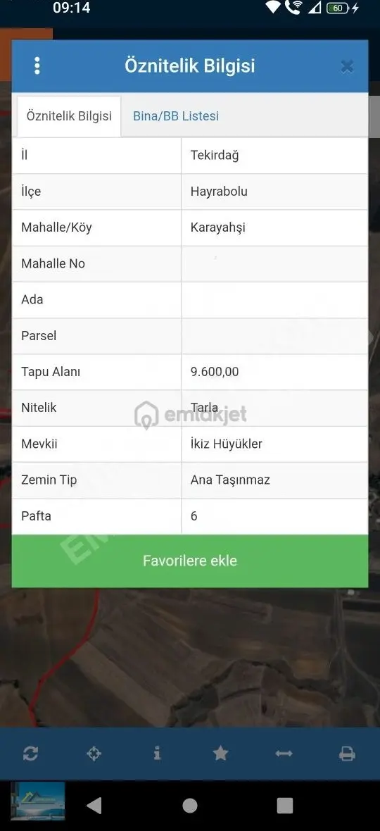 Hayrabolu Karayahşi Mahallesi Satılık Tarla 2