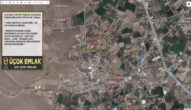 Afyon Üçok Emlaktan Sülün De Satılık 3.587m² Yatırımlık Tarla 1