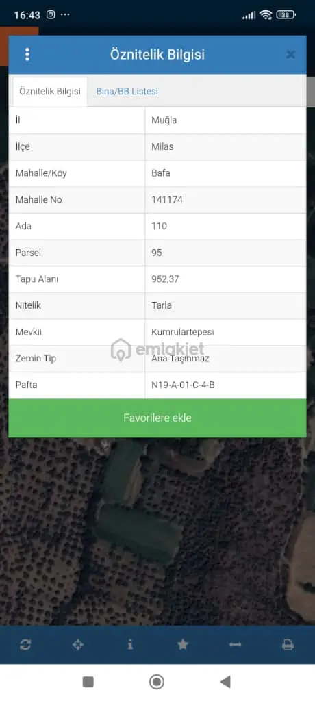 Muğla Milas Bafa Da Satılık 952 Metrekare Tarla 2