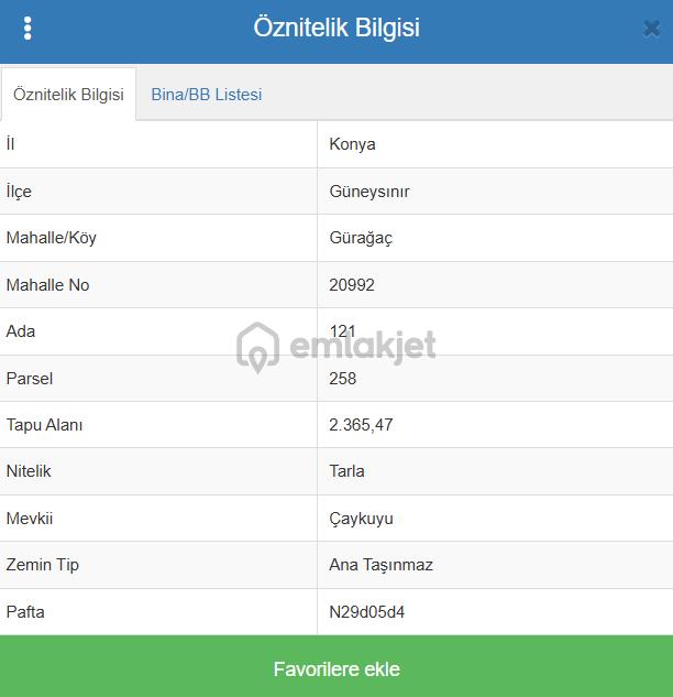 Konya Güneysınır Gürağaç Köyünde 2.365 M² Tarla Satıl 2