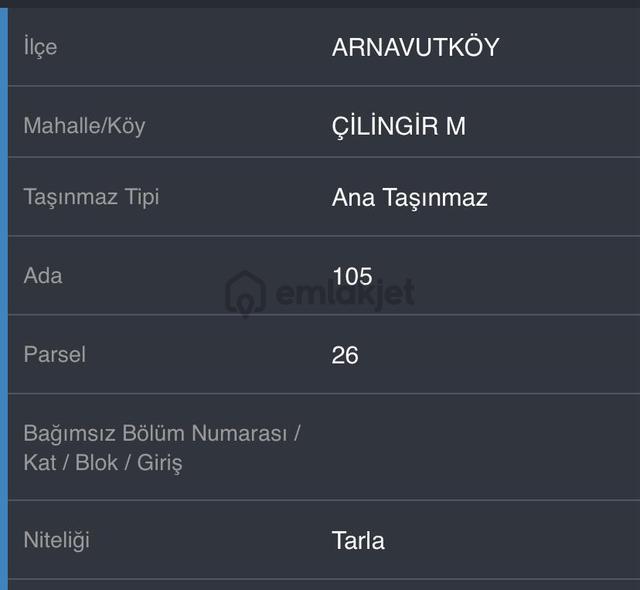 Atahandan Arnavutköy Çilinğirde Araç Muayene İstasyonu Yanı 410 Metre Çaplı Çevrili Hisse 2