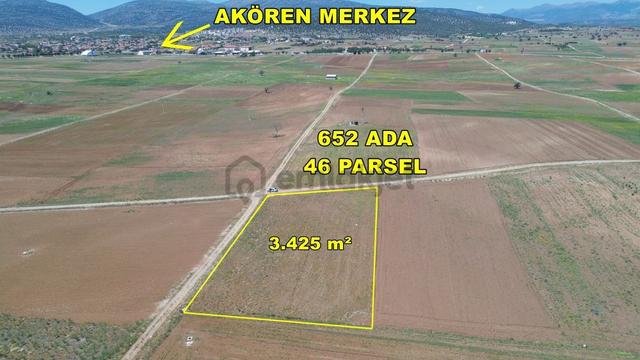Akören / Tülce De Köşe Parsel Tek Tapu 3.425 M² Tarla 1