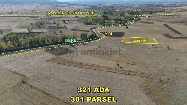 Konya / Akören / Tülce'de Müstakil Tapulu 3.207 M² Tarım Arazisi 1