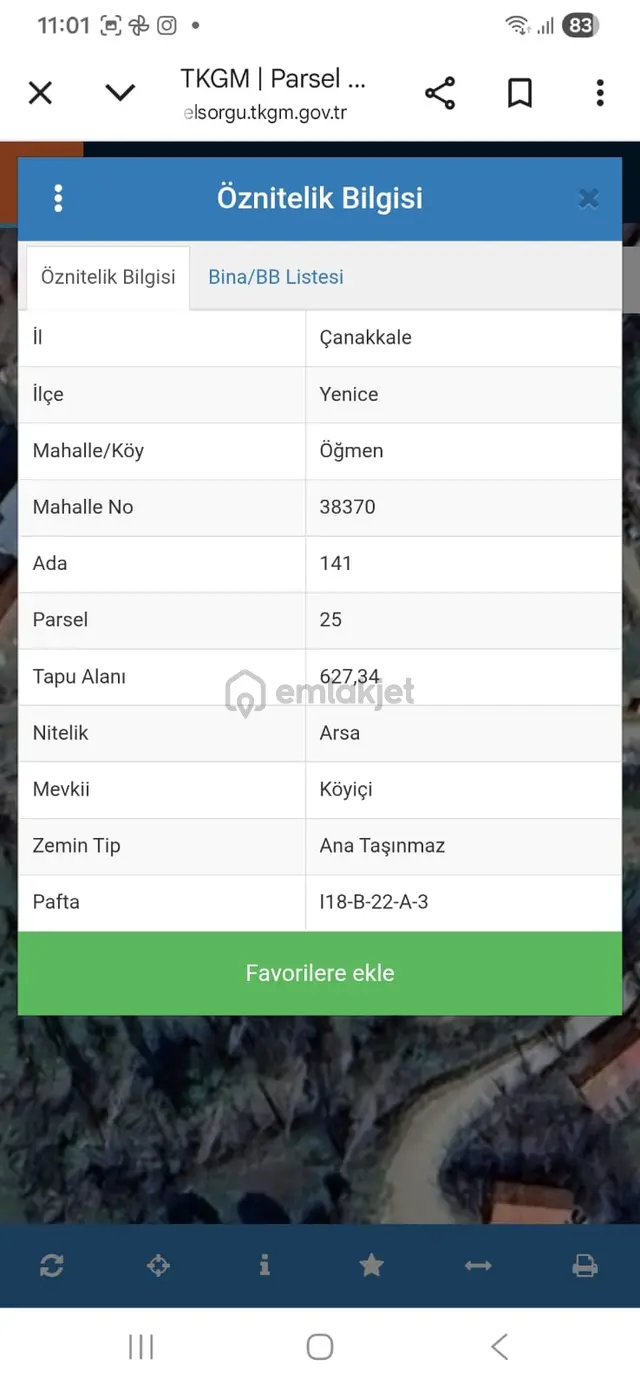 Satılık Çanakkale Yenice Öğmen Köy İçi İki Yola Cepheli 3 Adet Arsa 3